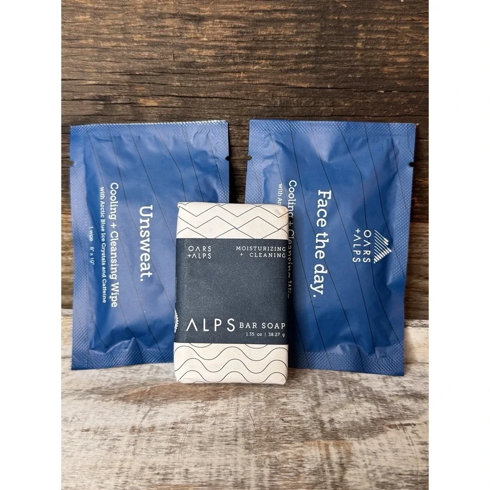Oars Alps Bar Soap Caribou Moss Shea Butter + 2× Cleansing Wipes Travel Set‎